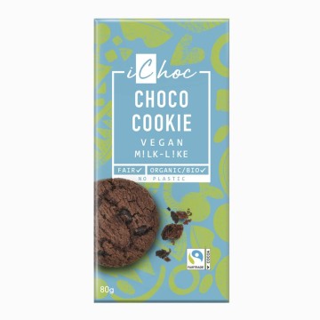 Chocolate vegano BIO con almendra y choco cookies 80g - ichoc