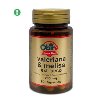 Valeriana y melisa 200 mg. (extracto seco) 60 cápsulas - obire