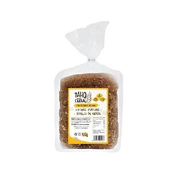 Pan de molde integral con maiz, curcuma y semillas de girasol con mas bio, 400 g taho