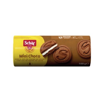 Minigalletas de cacao rellenas crema de leche mini choco 100g Schär