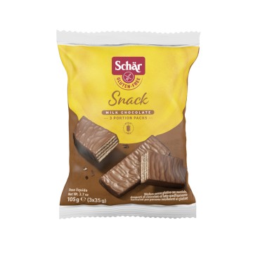 Barquillos recubiertos de chocolate con leche snack 105g Schär