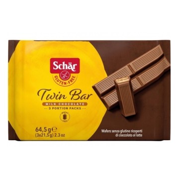 Barritas barquillos recubiertas de chocolate twin bar 64,5g Schär