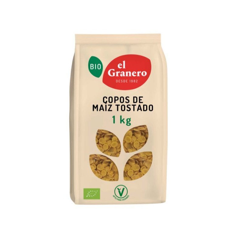 Copos de maiz tostado bio, 1 kg Copos de maiz tostado bio, 1 kg